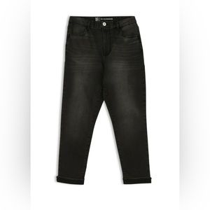 NO BOUNDARIES Womens Curvy Cropped Jeans Size 17 Juniors Black Distressed New